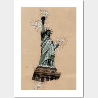 Statue of Liberty New York Vintage Art Style Sketch Posters and Art